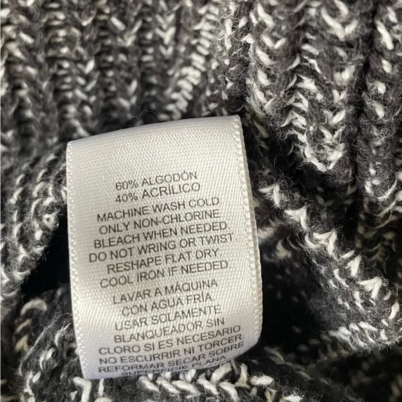 Ellen Tracy Knit Tunic Sweater Women’s L Black Marbled Cotton Rolled Round Neck - Picture 13 of 13